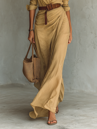 Alessia™ | Abito Maxi Lungo con Collo a Revers Cintura inclusa